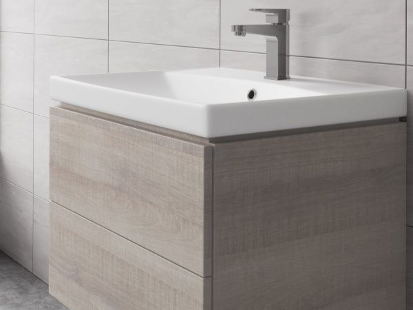 Умывальник мебельный "Como 60" с переливом, без комплекта, 1 отверстие, белый