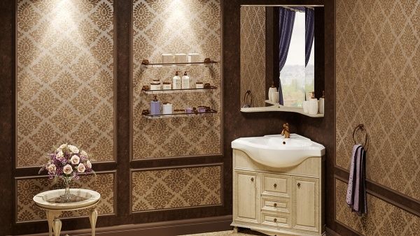 Умывальник мебельный, угловой "Классик" с переливом, без комплекта, 1 отверстие, белый