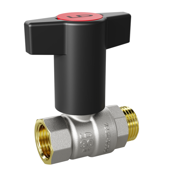 Кран LD Pride Ду 20 муфта/резьба (никель) Т-рукоятка