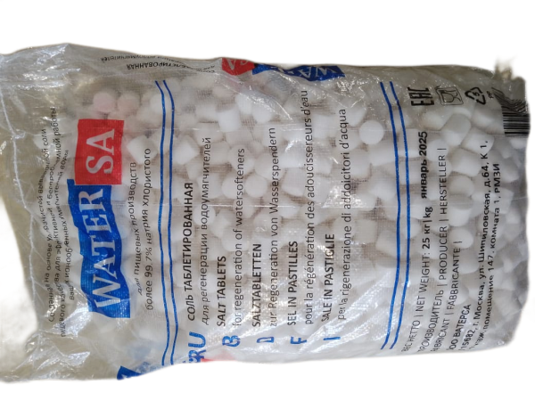 Соль таблетированная для регенерации систем умягчения (мешок 25кг) WATERsa