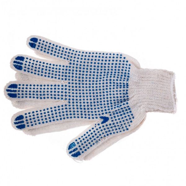 Перчатки х/б, ПВХ "точка" 6 нитей, белые (пара)