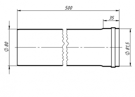Удлинитель раздельного дымохода 80-500 мм, (М-П), оцинкованная сталь (белый)