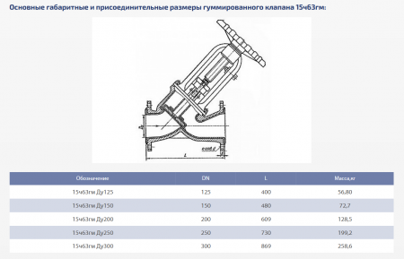 Вентиль 15ч63гм (ВКГ-2М) Ду 80 (гуммированный)