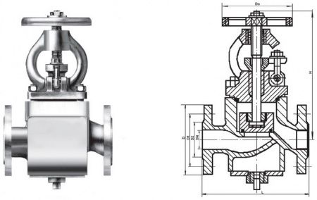 Вентиль 13нж18п1 (У 21156) Ду 50   (фланцевый, с рубашкой охлаждения)