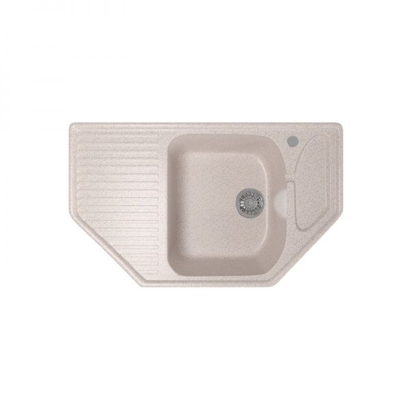 Мойка ML-GM24 угловая с крылом, песочная, иск.мрамор 780х485х170мм (302)