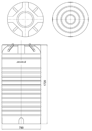Емкость ПЭ цилиндрическая синего цвета VERT 800л