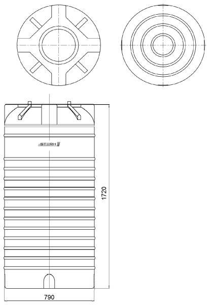 Емкость ПЭ цилиндрическая синего цвета VERT 800л