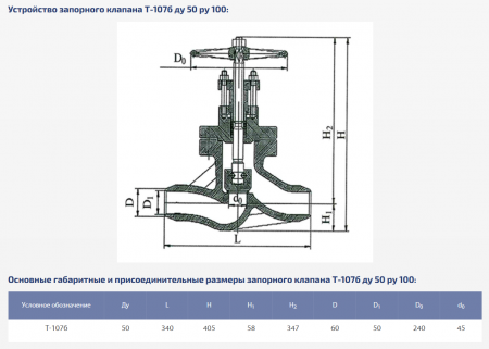 Вентиль Т-107б Ду 50