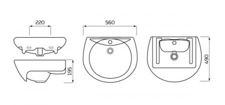 Умывальник мебельный "Оптима" с переливом, без комплекта, 1 отверстие, белый