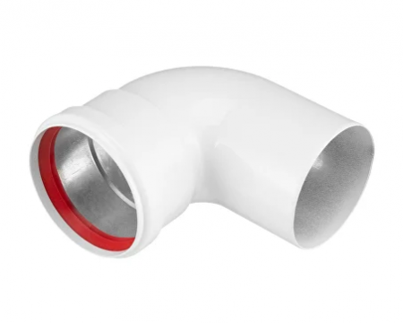 Колено раздельного дымохода 80-45 град. (М-П) оцинкованная сталь (белый)