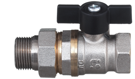 Кран никелированный 11б27п1 Ду 25 штуцер нак. г/муфта "бабочка"   (серия - ГОСТ)