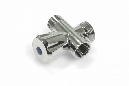 Кран для подключения приборов (проходной тройник с вентилем) 1/2"НРх3/4"НРх1/2"ВР (хром)