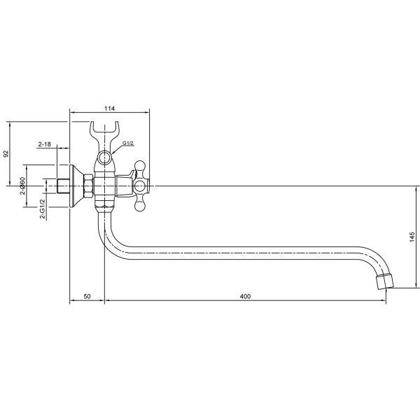 Смеситель для ван. двур., длин.изл. ELT2010