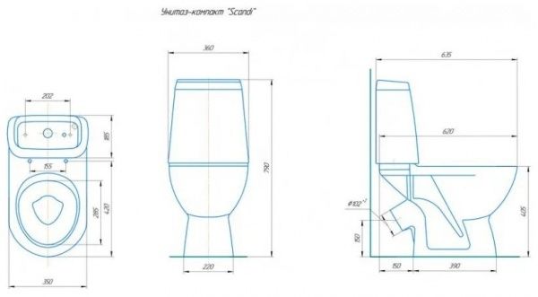 Унитаз "Сканди", белый, 2кноп.,косой вып.,нижн.подв., сиденье полипропилен