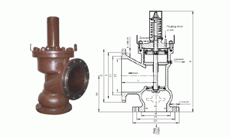 Клапан предохранительный пружинный 7с-6-3  Ду250, Ру25