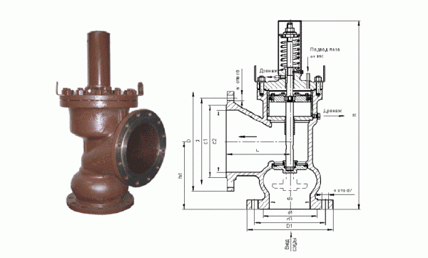 Клапан предохранительный пружинный 7с-6-4  Ду300, Ру10