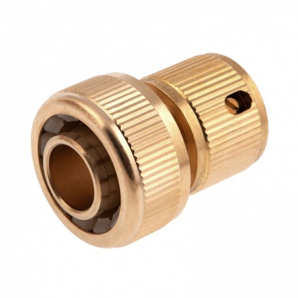 Соединитель быстросъемный латунный для шланга 3/4" + Аквастоп