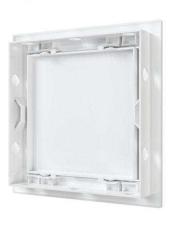 Дверца пластиковая АБС 168х168 (146х146) белая с фланцем