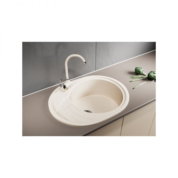 Мойка ML-GM17 овальная, бежевая иск. мрамор 570х465х180мм (328)