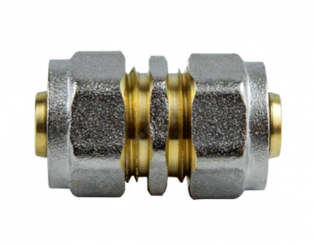 Муфта соединительная 26х26 покрытие никель (металлопластик)