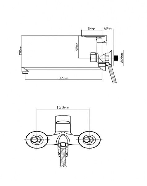 Смеситель BOOU для ван. однор., B8274-18F длин. изл.