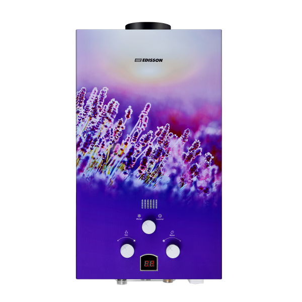 Водонагреватель газовый  EDISSON E 20 GD (Лаванда) (эл.розжиг, дисплей, луженый теплообменник)