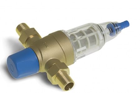 Фильтр с ручнной обратной промывкой 1/2" (прозрачная колба, кран 3/8"+ штуцер, американки, ключ)