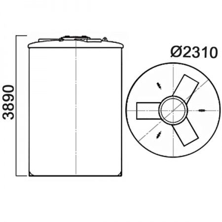 Емкость ПЭ цилиндрическая синего цвета 14500л (SB17_1ВФК2)