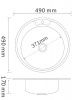 Мойка нерж.врезная курглая РМС, MD8-49(0,8), МАТОВАЯ, D490х170мм