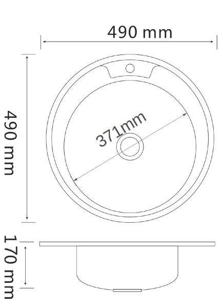 Мойка нерж.врезная курглая РМС, MD8-49(0,8), МАТОВАЯ, D490х170мм