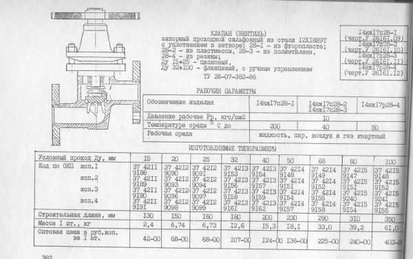 Вентиль сильфонный 14нж17п28-1 (У 26161) Ду 15