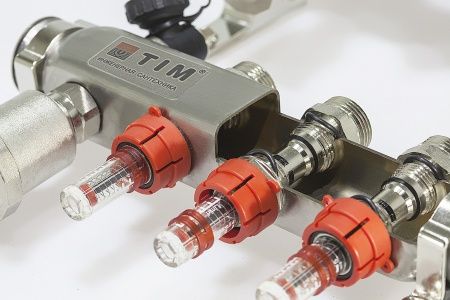 Коллекторная группа с расходомерами KCS5002 2 вых. (н/ж, авт.возд.+дренаж+кронштейны)