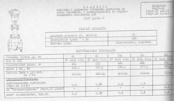 Задвижка под эл.привод 30нж941нж Ду 50,  Ру-16,  фланцевая, 12Х18Н9ТЛ