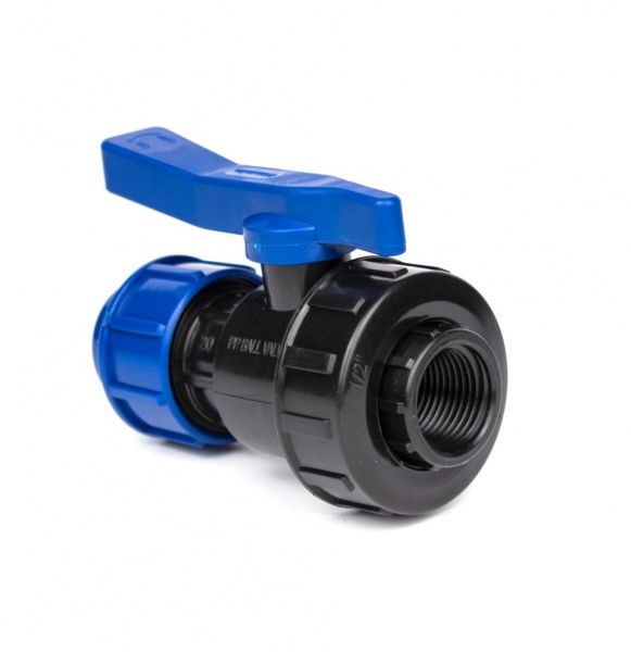 Кран шаровый разъемный ВР 20х1/2" (ПНД, Компрессия)