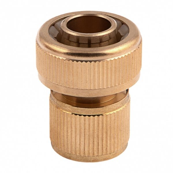 Соединитель быстросъемный латунный для шланга 3/4" + Аквастоп