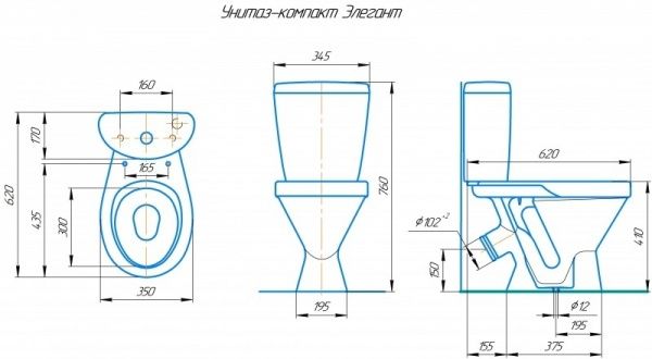 Унитаз "Элегант", черный декор, 1кноп.,косой вып.,нижн.подв., сиденье полипропилен
