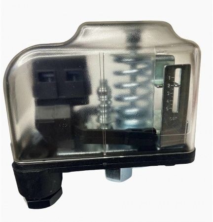 Реле давления для насоса TIM PS-06B 1/4" вн. (диапазон настройки 2,1-3 бар) прозначный корпус