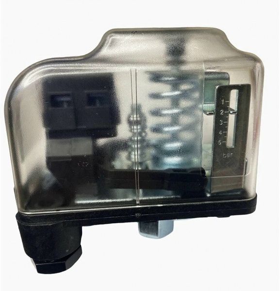 Реле давления для насоса TIM PS-06B 1/4" вн. (диапазон настройки 2,1-3 бар) прозначный корпус