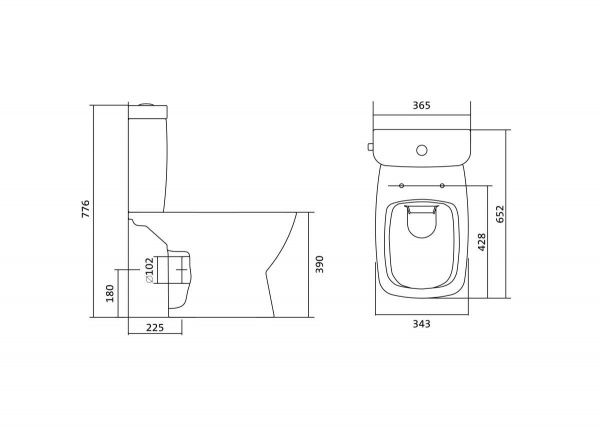 Унитаз Нео с бачком, белый, 2 х кн.арм., прямой выпуск, нижн.подв., сид.дюр.(тонкое), микр, Rimless