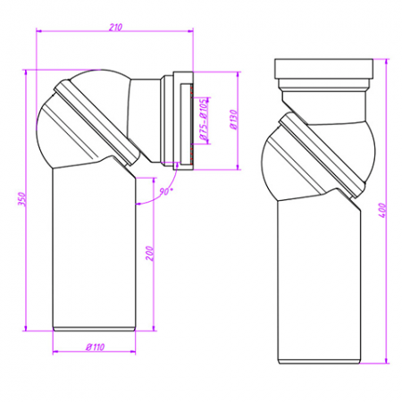 Патрубок приборный, шарнирный 110