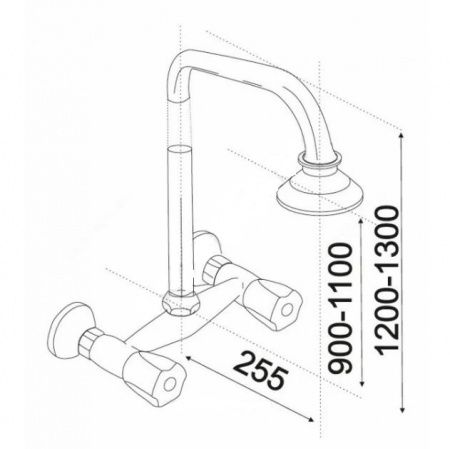 Смеситель для душа двуручный с жесткой стойкой, тропический душ, ЦС293-1