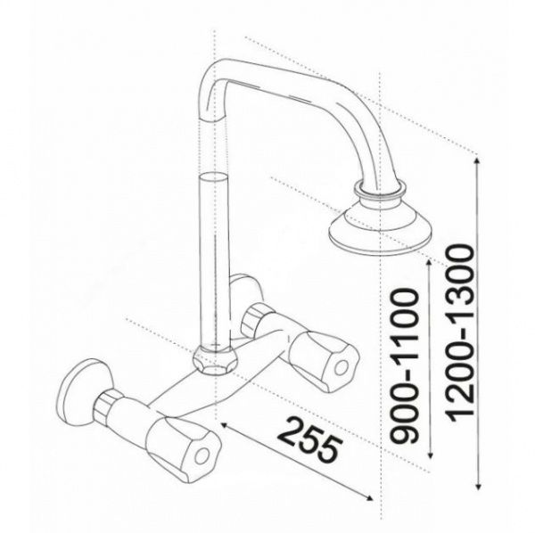 Смеситель для душа двуручный с жесткой стойкой, тропический душ, ЦС293-1