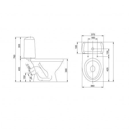 Унитаз "Соната" белый, 1 кн.арм., косой выпуск, нижн.подв., сид.полипр.