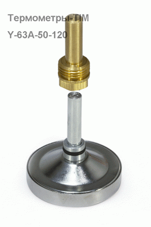 Термометр биметаллический 0--120 С,L50, 63мм, присоединение -1/2"
