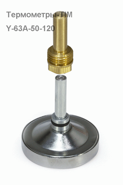 Термометр биметаллический 0--120 С,L50, 63мм, присоединение -1/2"