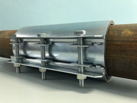 Хомут ремонтный оцинкованный, свертный (краб) Ду 125 (5") L-130-139 мм (ширина 250мм)