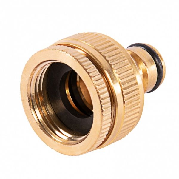 Адаптер (штуцер) ЛАТУННЫЙ на трубу ВР 3/4"-1" для быстроразъемного соединения садовых шлангов