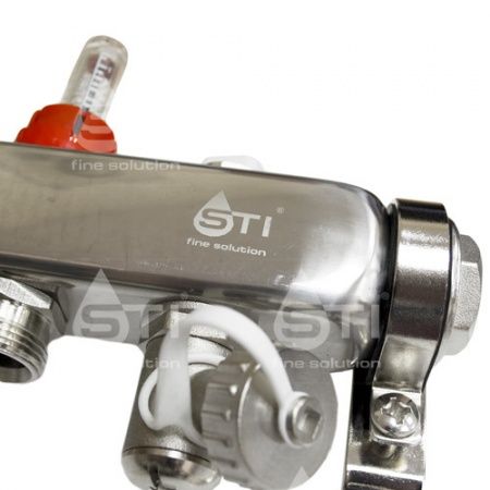 Коллектор STI нерж. с расходомерами 8 выходов (н/ж, возд.+дренаж+кронштейны)