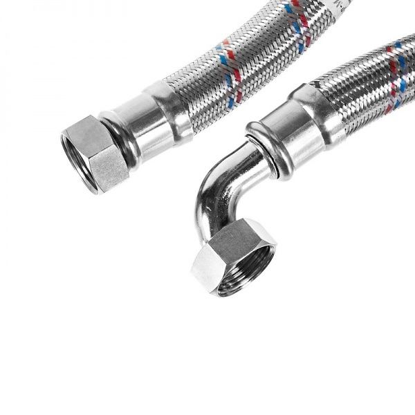 Подводка (шланг) с металлооплеткой 1", Г/Г, УГЛОВОЙ, 100см