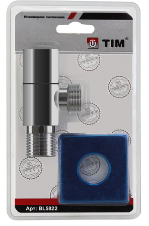 Кран для подключения приборов, с отражателем, УГЛОВОЙ 1/2"НР х3/4"НР (хром, керамический затвор)